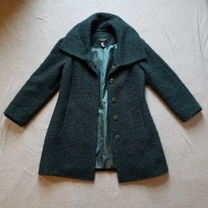 Vintage Alfani Fuzzy Dark Green Wool Coat Jacket